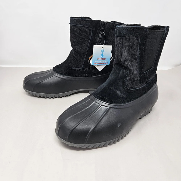 Propet Snow Insley Boots Womens Sz 7z Extra Wide Black Rubber-Leather Waterproof - Picture 3 of 12